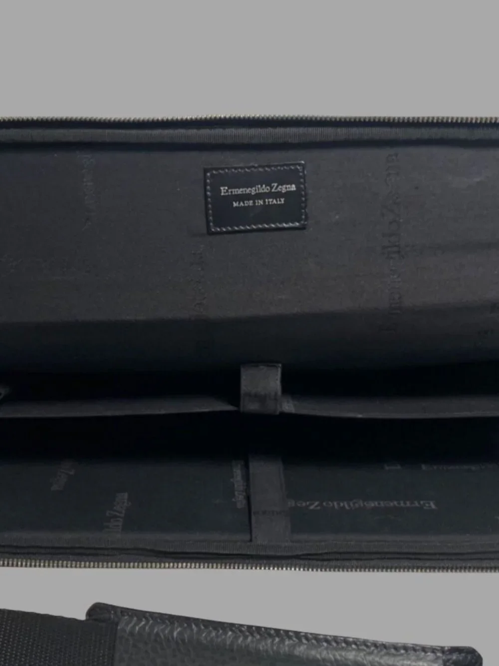 ERMENEGILDO ZEGNA Black Leather Briefcase Business Laptop Bag